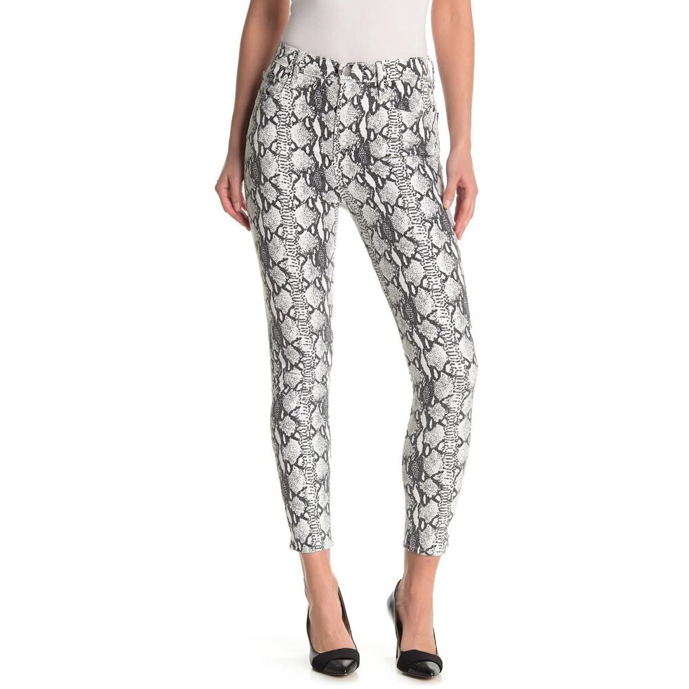 Frame Ali High Rise Cigarette Jeans in Gris Multi Python Snake Print Skinny EUC